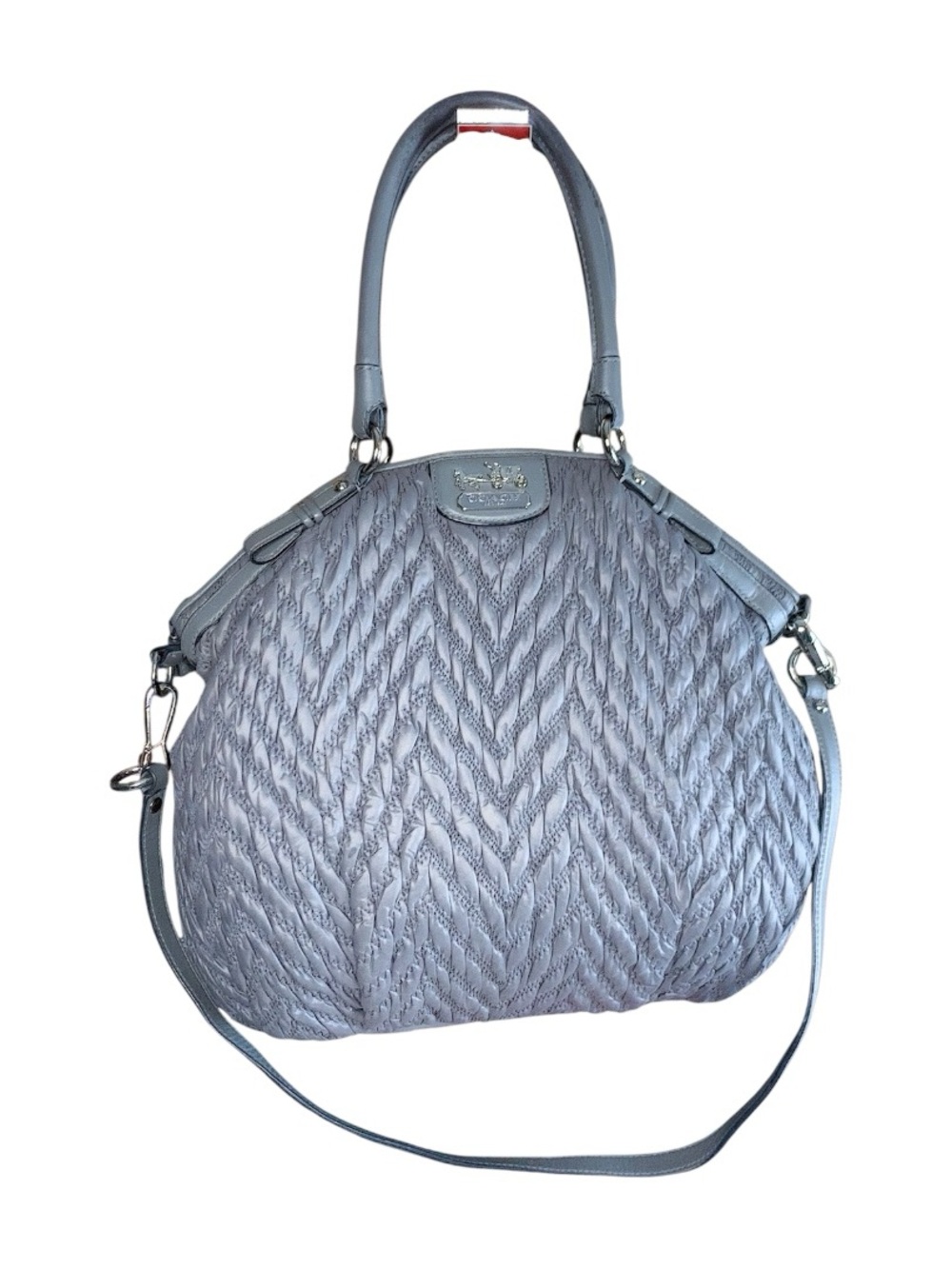 Coach 70th Anniversary Quilted Madison Quilted Chevron Nylon Lindsey Satchel. - Picture 2 of 13